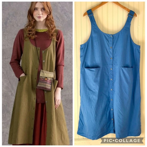 Gudrun Sjoden Dresses & Skirts - Gudrun Sjoden Large Balalaika Cotton/Linen Blend Pinafore Dress